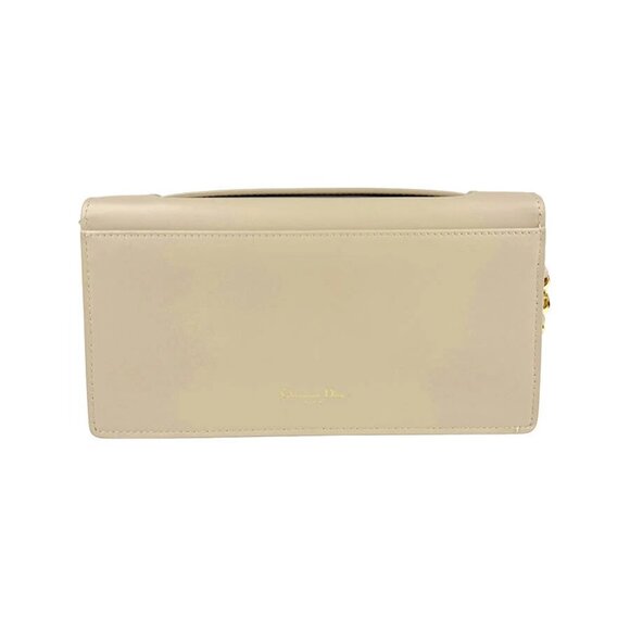 Auth Christian Dior Chain Shoulder Bag Beige/Gold Leather/Metal - z4382 - Picture 3 of 12